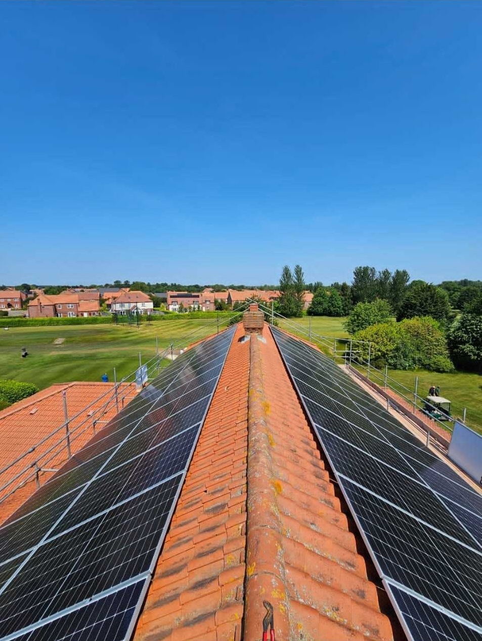 Residential solar panel installation, ridge view